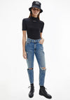 Calvin Klein High Rise Ripped Mom Jeans, Blue