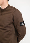Calvin Klein Sleeve Logo Crew Neck Sweater, Black Olive
