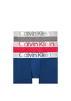 Calvin Klein Reconsidered Steel 3 Pack Boxers, Grey Sky, Berry Sangria & Lake Crest