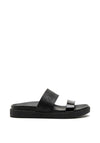 Calvin Klein Womens Leather Sliders, Black