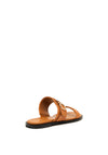Calvin Klein Womens Logo Leather Sandals, Tan