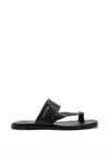 Calvin Klein Womens Leather Toe Thong Sandals, Black