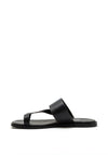 Calvin Klein Womens Leather Toe Thong Sandals, Black
