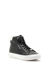 Calvin Klein Womens Leather Monochrome High Top Trainer, Black