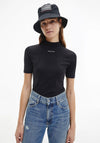 Calvin Klein Jeans Womens Mock Neck T-Shirt, Black
