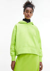 Calvin Klein Jeans Womens Micro Branding Logo Hoody, Acid Lime