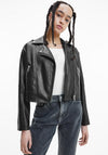 Calvin Klein Jeans Womens Faux Leather Biker Jacket, Black
