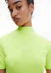Calvin Klein Jeans Slim Organic Cotton Ribbed T-Shirt, Acid Lime
