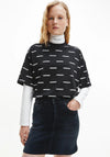 Calvin Klein Jeans Womens Oversized Organic Cotton Logo T-Shirt, Black