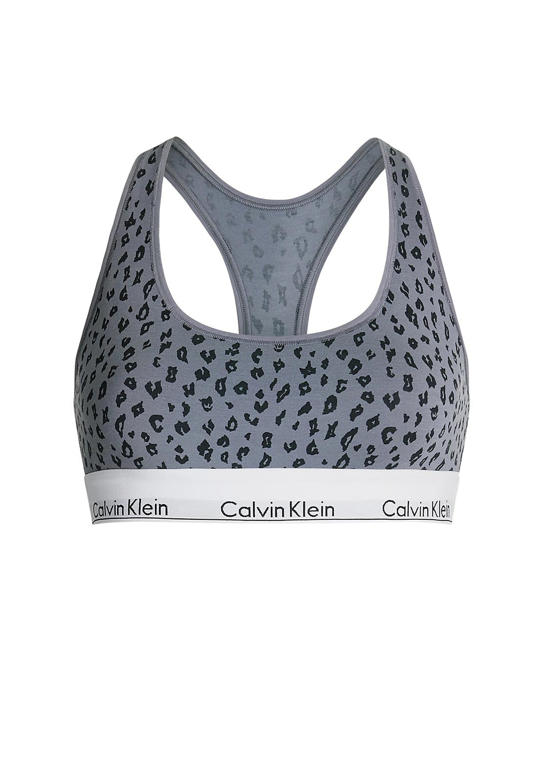 Calvin Klein Racer Back Bralette, Grey Leopard