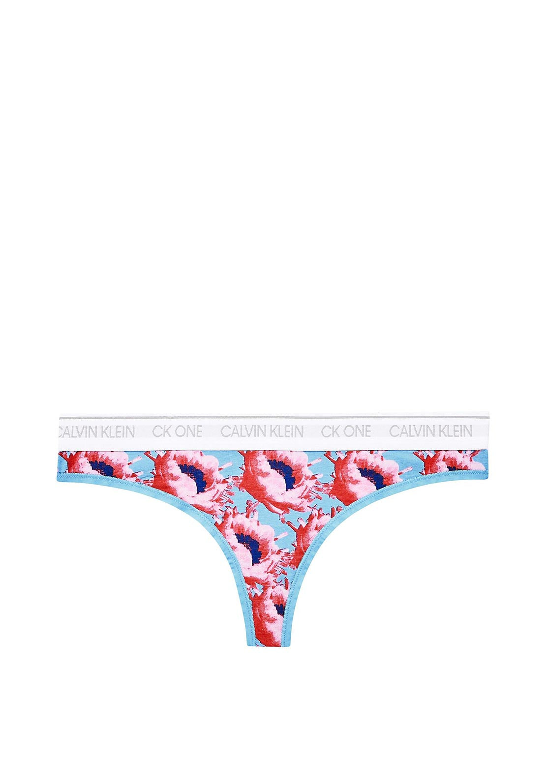 Calvin Klein Logo Brand Floral Thong, Pink Multi