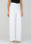 Camelot Wide Leg Crepe Trousers, White