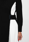 Camelot Cowl Neck Knitted Midi Dress, Black & White