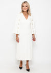 Camelot Buttoned Sleeve Knitted Maxi Dress, Cream