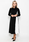 Camelot Cowl Neck Knitted Midi Dress, Black & White