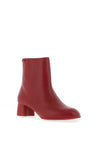 Camper Leather Block Heel Ankle Boots, Red