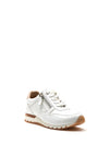 Caprice Leather Zip Metallic Trim Trainers, White