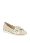 Caprice Leather Metallic Knit Loafer Pumps, Nude