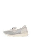Caprice Leather Mesh Panel Slip on Trainers, Off White
