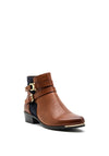 Caprice Buckle Strap Leather Ankle Boot, Brown