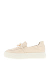 Caprice Patent Leather Chain Platform Loafers, Cream