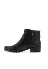 Caprice Leather Dual Buckle Ankle Boots, Black
