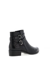Caprice Leather Dual Buckle Ankle Boots, Black