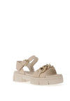 Caprice Leather Chain Platform Sandals, Beige