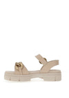 Caprice Leather Chain Platform Sandals, Beige