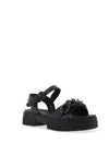 Caprice Leather Chain Platform Sandals, Black