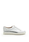 Caprice Patent Leather Lace Up Trainer, White