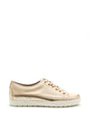 Caprice Leather Lace Up Trainer, Nude