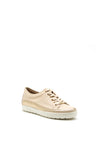 Caprice Leather Lace Up Trainer, Nude