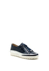 Caprice Patent Leather Lace Up Trainer, Navy