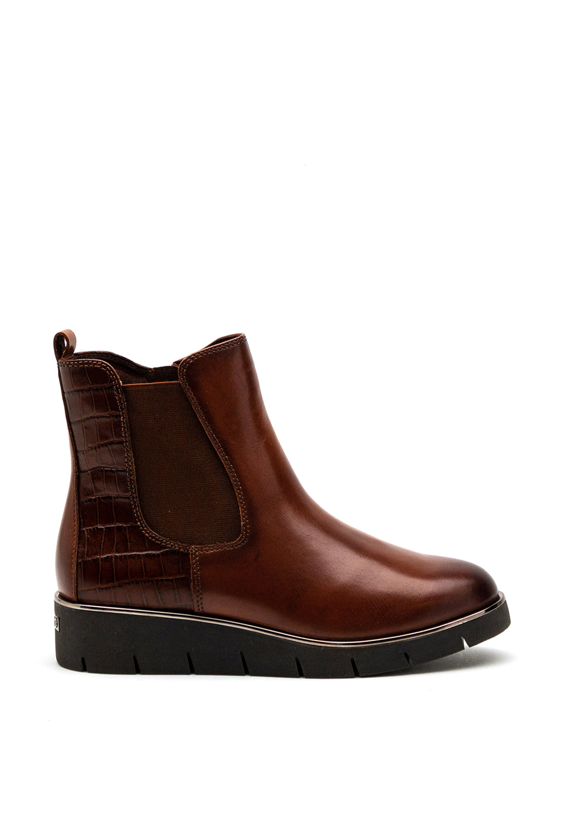Caprice Small Wedge Leather Ankle Boot, Brown