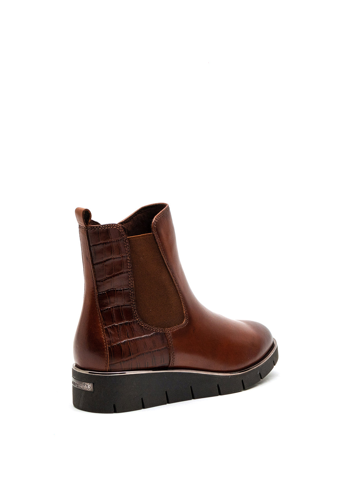 Caprice Small Wedge Leather Ankle Boot, Brown