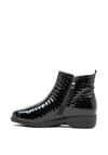 Caprice Patent Leather Croc Chelsea Boots, Black