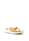 Caprice Leather Metallic Toe Thong Sandals, Gold