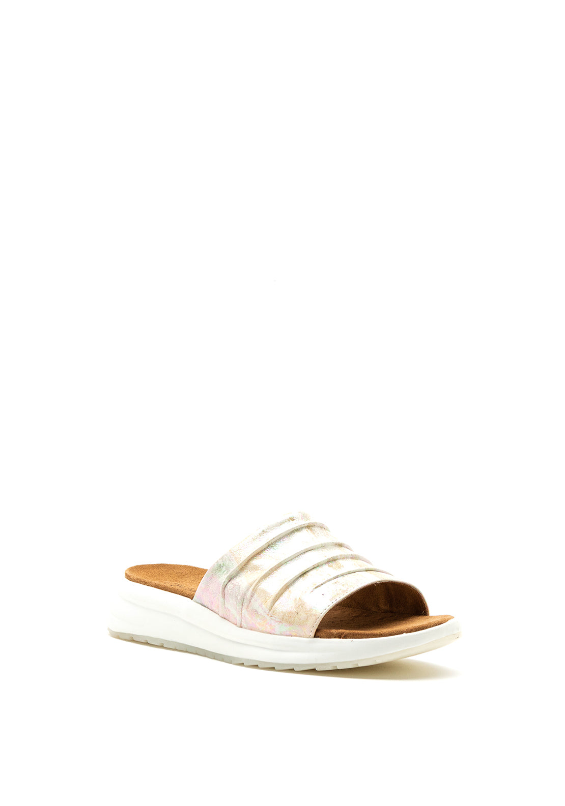 Caprice Climotion Leather Slip on Sandals, Iridescent Beige