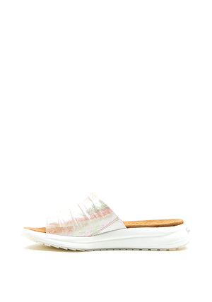 Caprice Climotion Leather Slip on Sandals, Iridescent Beige