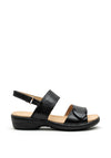 Caprice Wide Fit Velcro Strap Leather Sandals, Black