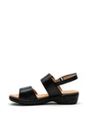 Caprice Wide Fit Velcro Strap Leather Sandals, Black