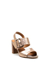Caprice Leather Metallic Block Heel Sandals, Gold