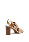 Caprice Leather Metallic Block Heel Sandals, Gold