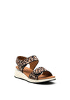 Caprice Leather Dual Strap Chunky Sandal, Leopard