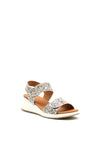 Caprice Nappa Leather Dual Strap Leopard Sandals, Silver