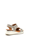 Caprice Nappa Leather Dual Strap Leopard Sandals, Silver