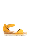 Caprice Nubuck Leather Low Wedge Sandals, Yellow