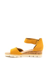 Caprice Nubuck Leather Low Wedge Sandals, Yellow