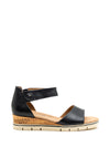 Caprice Nubuck Leather Low Wedge Sandals, Navy